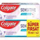 Colgate 2 x 75 ml Sensitive Diş Macunu Hassas Dişler İçin Beyazlatıcı Etki Sunar