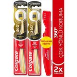 Colgate 360 Charcoal Gold Yumuşak Diş Fırçası x 2 Adet Spiral Fırça Kılları ile Derin Temizlik