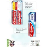 Colgate Action Extra White 2x75 ml + Gelişmiş Beyazlık 50 ml Diş Macunu ve Rosie