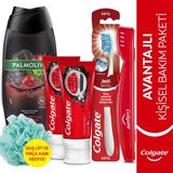 Colgate Diş Macunu 2x50 ml Orta Diş Fırçası, Palmolive Men Erkek Duş Jeli 500 ml + Duş Lifi Fırça Kabı