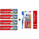 Colgate Diş Macunu Üçlü Etki 100 Ml X 4 Adet + Extra Clean Colors Diş Fırçası 3+1