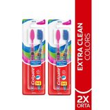 Colgate Extra Clean Dil Temizleyicili Arka Dişlere Uzanan Colors Orta 1+1 2 Adet Diş Fırçası