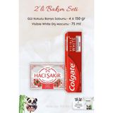 Colgate H. Şakir Gül Kokulu Banyo Sabunu 4x150 gr +75 ml Visible White Görünür Beyazlık Diş Macunu
