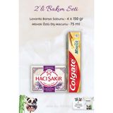 Colgate H. Şakir Lavanta Kokulu Banyo Sabunu 4x150 gr +Foamsoft Diş Eti Masajı Diş Fırçası +Misvak Özlü 75 ml Diş Macunu