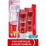 Colgate Max White 75 ml 2'li Diş Macunu, Gentle Clean 2+1 Diş Fırçası Ağız Bakımı Ağız Hijyeni + Fırça Kabı