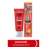 Colgate Max White 75 ml Diş Macunu, Siyah 1+1 Diş Fırçası Ağız Bakımı Ağız Hijyeni Diş Temizliği