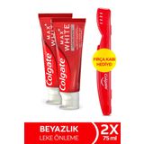 Colgate Max White Kalıcı Beyazlık 2x75 ml Beyazlatıcı Diş Macunu + Fırça Kabı Hediye