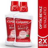 Colgate Optic White 500 ml x 2 Beyazlatıcı Ağız Bakım Suyu Ferah Nefes İçin Alkol İçermez