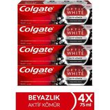 Colgate Optic White Aktif Kömür Yumuşak Mineral Temizliği Diş Macunu 4 x 75 ml