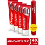 Colgate Optic White Anında Beyazlık Diş Macunu 75 ml x 4 Adet Fırça Kabı Hediye