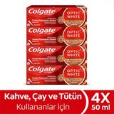 Colgate Optic White Beyazlatıcı Diş Macunu 4 x 50 ml Kahve Çay ve Tütün Kullanıcıları İçin