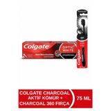 Colgate OPTIC WHİTE CHARCOAL AKTİF KÖMÜR 75ML + CHARCOAL 360 SİYAH DİŞ FIRÇASI (1+1)