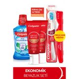 Colgate Optic White Kahve, Çay Kullananlar 50 ml 2'li Diş Macunu, Orta Diş Fırçası, Ağız Bakım Suyu 500 ml