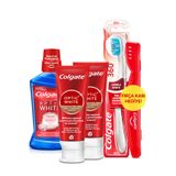 Colgate Optic White Kahve, Çay Kullananlar 50 ml 2'li Diş Macunu, Orta Diş Fırçası, Ağız Bakım Suyu 500 ml