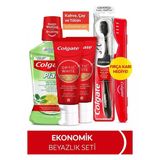 Colgate Optic White Kahve, Çay Kullananlar 50Ml 2'Li Diş Macunu, Orta Diş Fırçası, Ağız Bakım Suyu 500Ml+Fırça Kabı