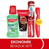 Colgate Optic White Kahve, Çay Kullanıcıları Diş Macunu 50 ml, Visible White Orta Diş Fırçası, Plax Ağız Bakım Suyu 250 ml + Fırça Kabı Hediye
