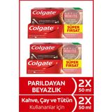 Colgate Optic White Kahve,Çay Ve Tütün 50 Ml X 2 Adet + Optic White Parıldayan Beyazlık 50 Ml X 2 Adet