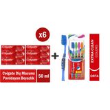 Colgate Optic White Parıldayan Beyazlık 50 Ml X 6 Adet + Extra Clean Colors Diş Fırçası 3+1