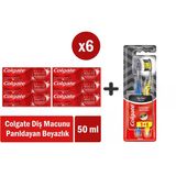 Colgate Optic White Parıldayan Beyazlık 50 Ml X 6 Adet + Zig Zag Charcoal 1+1 Orta Sert Diş Fırçası