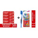 Colgate Optic White Parıldayan Beyazlık 50 Ml X4 Adet + Extra Clean Colors Diş Fırçası 3+1