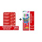 Colgate Optic White Parıldayan Beyazlık 50 Ml X4 Adet + Extra Clean Colors Diş Fırçası 3Lü