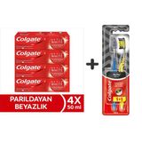 Colgate Optic White Parıldayan Beyazlık 50 Ml X4 Adet + Zig Zag Charcoal 1+1 Orta Sert Diş Fırçası