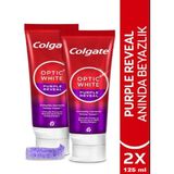 Colgate Optic White Purple Reveal Beyazlatıcı Diş Macunu 125 ml x 2 - Pembe