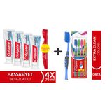 Colgate Sensitive Sensifoam Diş Macunu 75 Ml X 4 Adet + Extra Clean Colors Diş Fırçası 3+1
