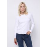 Colin's Colins Slim Fit Yuvarlak Yaka Düz Kadın Beyaz Uzun Kol Tişört Cl1076452 Q1.v2 Ofw Beyaz
