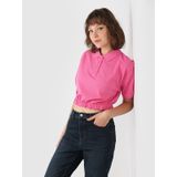 Colin's Normal Kesim Polo Yaka Crop Pembe Kadın Kısa Kol Tişört CL1064048_Q1.V1_PFS fusya