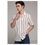 Colin's Regular Fit Apaj Yaka Çizgili Erkek Lacivert Kısa Kol Gömlek