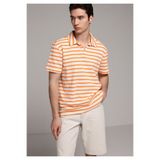 Colin's Regular Fit Polo Yaka Çizgili Erkek Turuncu Kısa Kol Tişört