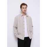 Colin's Regular Fit Shirt Neck Çizgili Erkek Bej Uzun Kol Gömlek