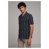 Colin's Regular Fit Shirt Neck Çizgili Erkek Lacivert Kısa Kol Gömlek