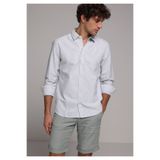Colin's Regular Fit Shirt Neck Çizgili Erkek Turkuaz Uzun Kol Gömlek