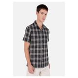 Colin's Regular Fit Shirt Neck Ekoseli Erkek Siyah Kısa Kol Gömlek
