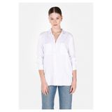 Colin's Viskozlu Regular Fit Shirt Neck Düz Kadın Beyaz Roll-up Gömlek
