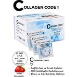 Collagen Code1 Tıp1tıp2tıp3 Hidrolize +Hyaluronik Asit+C Vitamini Içeren Çilek Aromalı Gıda Takviyesi