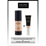 Collagen Concealer 02 Spf 20 Göz Altı Kapatıcısı & Detox & Protect Spf 15 Fondöten 02 Makyaj Seti