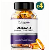 Collagen Forte Omega-3 Premium Fish Oil Balık Yağı Hidrolize Kolajen Vitamin C 1000 mg 90 Softgel 4 Adet