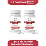 Collagen Soft 2'li Fırsat Hidrolize Tip 1, Tip 3 Kolajen Peptitler, Biotin Ve 15 Amino Asit İçeren 60 Tablet