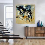 Collapse Yağlı Boya Dokulu Tablo 80X80 Gold Çerçeveli