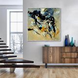 Collapse Yağlı Boya Dokulu Tablo 80X80 Gümüş Çerçeveli