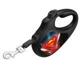 Collar Waudog Superman Logo Desenli 15 kg 5 mt Siyah Geri Çekilebilir Köpek Gezdirme Tasması