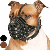 CollarDirect Pitbull Köpek Namlu Deri Amstaff Ağızlıklar Staffordshire Güvenli Sepet (Siyah)