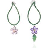 Collection-Başak Baykal Forget Me Not Yeşil Garnet Kadın Altın Küpe - Standart