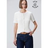 collection beyaz ıpek karışımlı saç örgü hırka - XS
