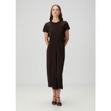 collection kahverengi dökümlü midi elbise - 34
