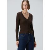 collection kahverengi ribli koton hırka - S