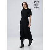 collection siyah beli bağlamalı midi ıpek elbise - 34